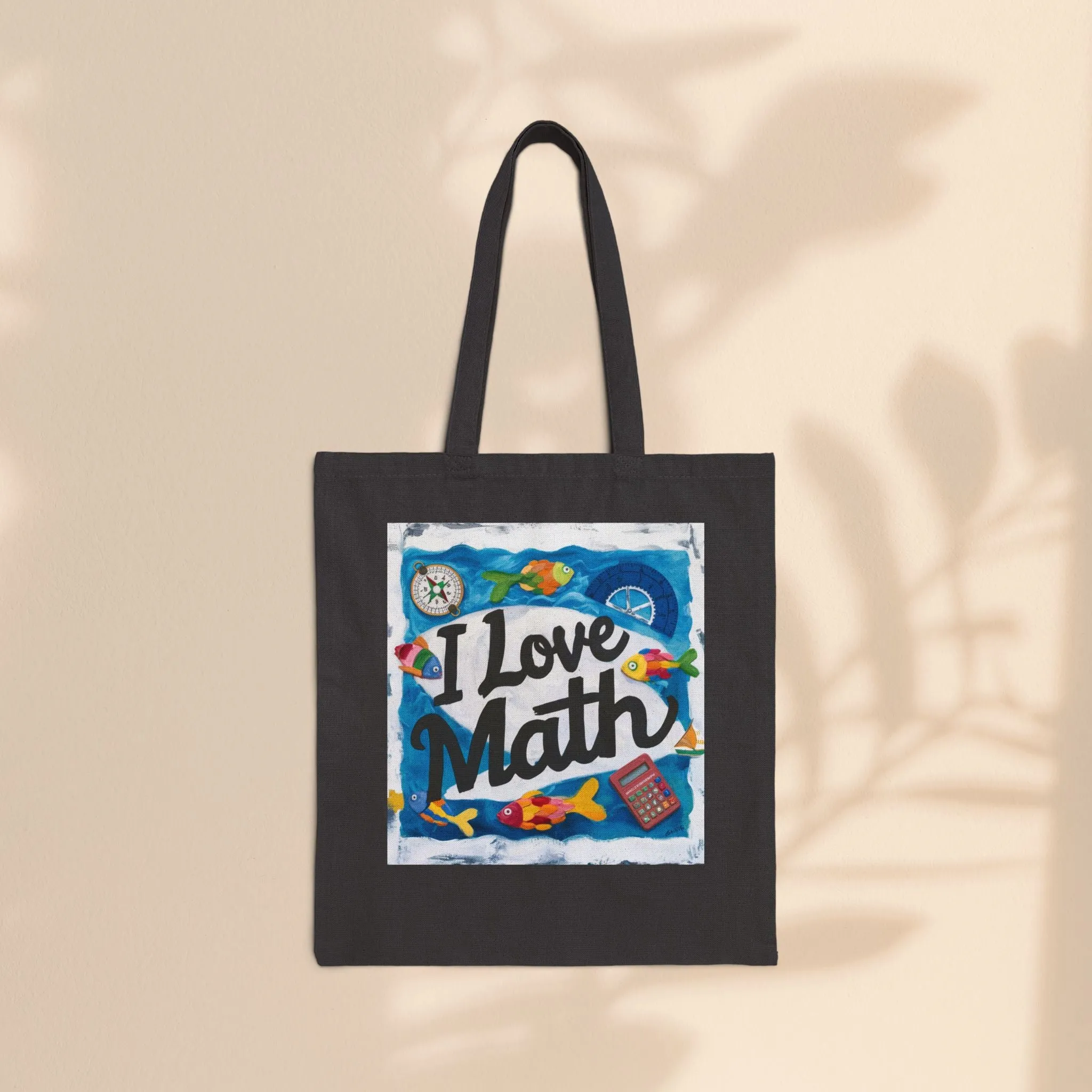 Cotton Canvas Tote Bag - I Love Math