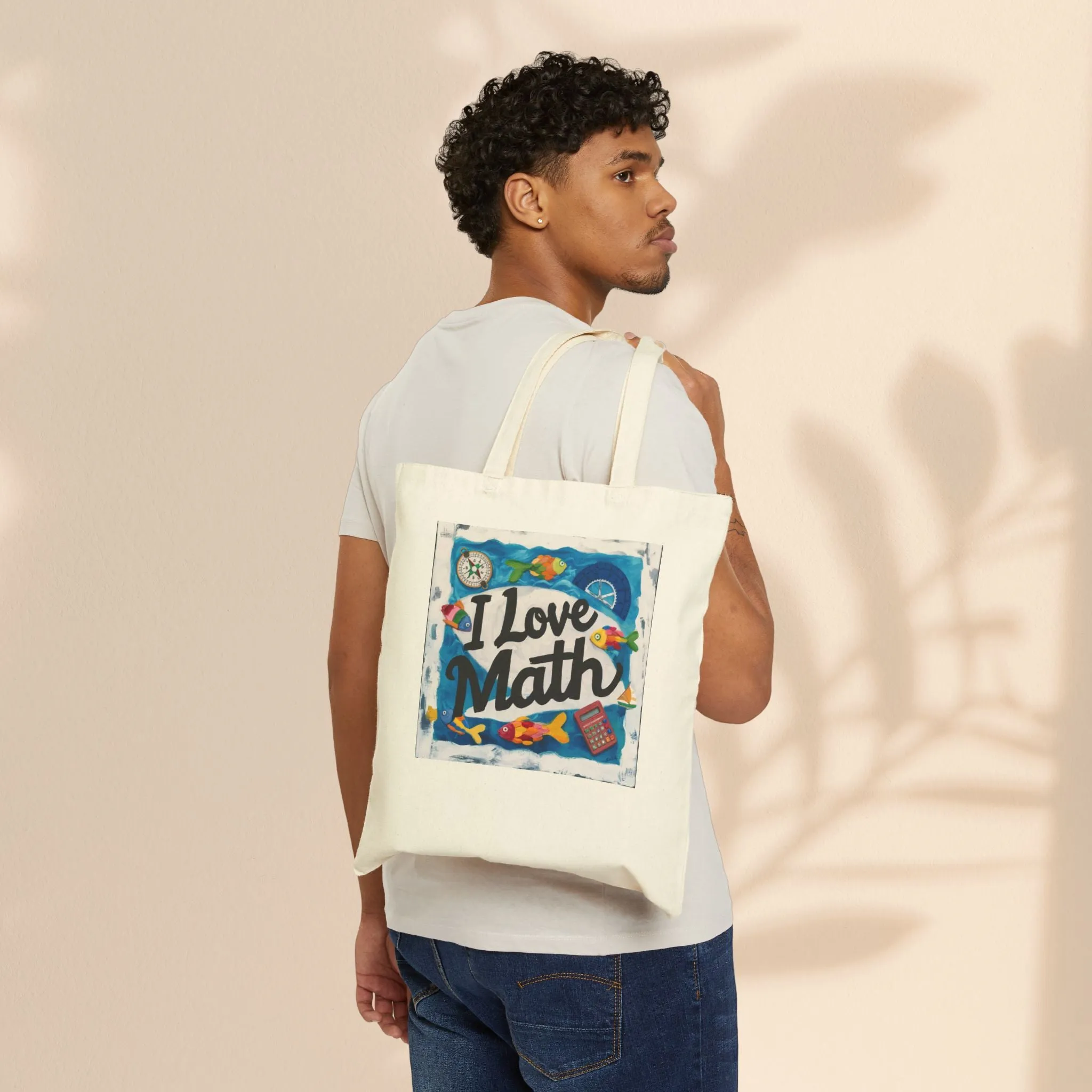 Cotton Canvas Tote Bag - I Love Math
