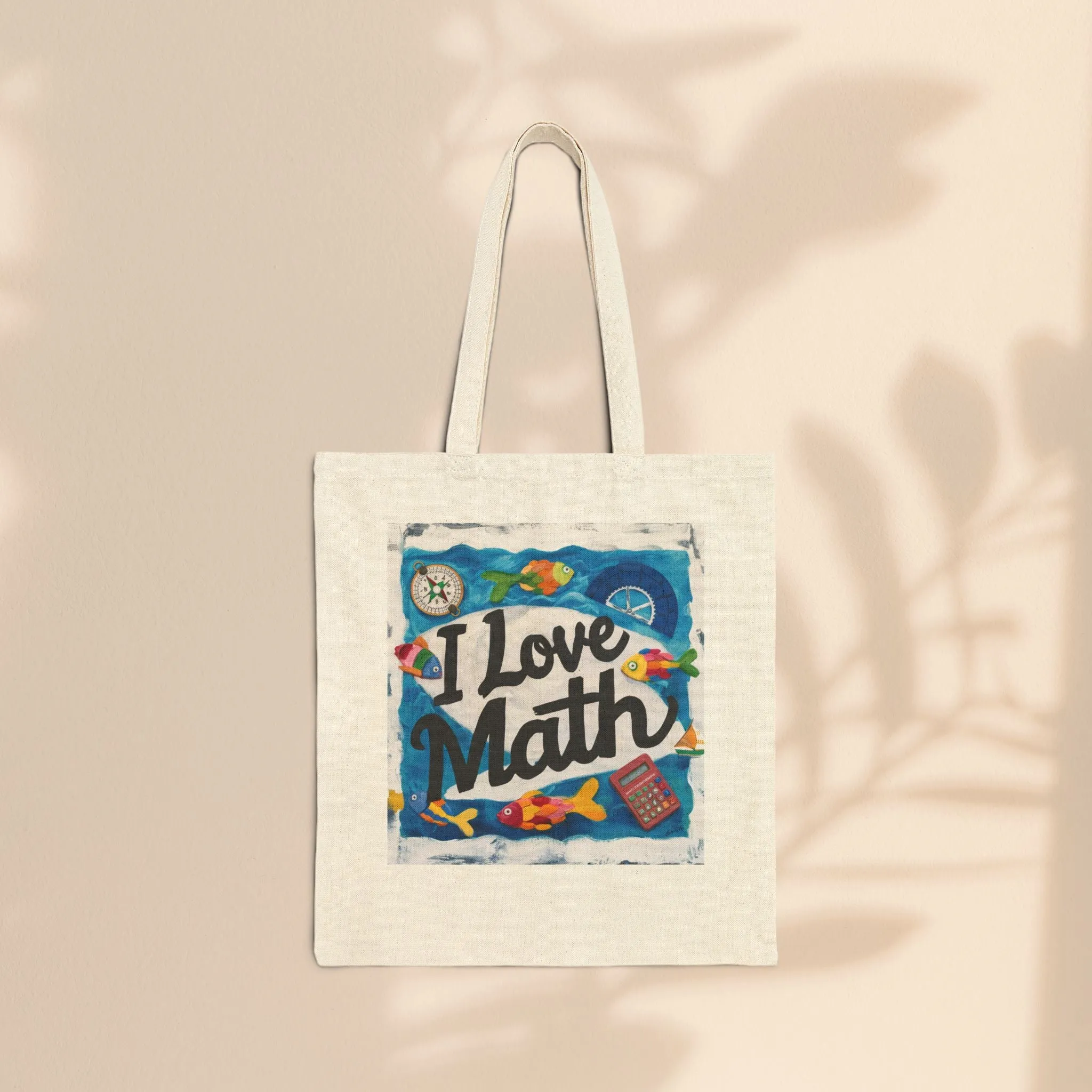 Cotton Canvas Tote Bag - I Love Math
