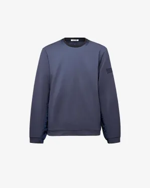 Crew Neck Sweatshirt with Nylon Details and Blue Embroidered Logo