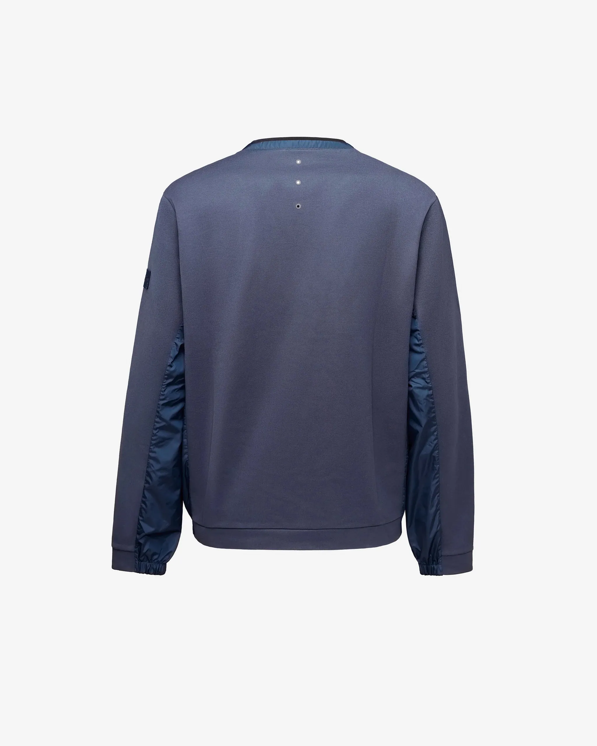 Crew Neck Sweatshirt with Nylon Details and Blue Embroidered Logo