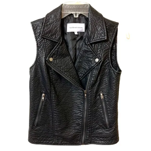 Cupcakes &amp; Cashmere Faux Leather Crossover Vest S