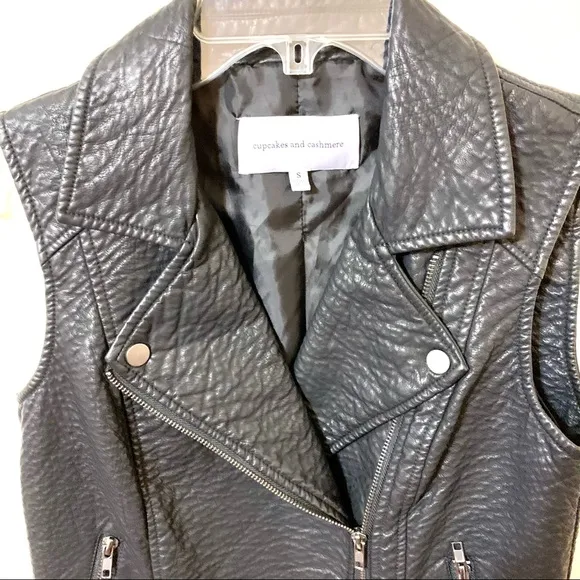 Cupcakes &amp; Cashmere Faux Leather Crossover Vest S