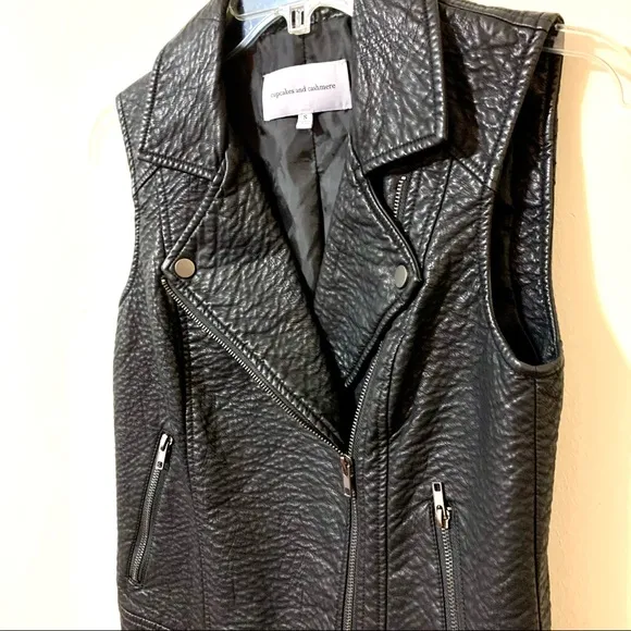 Cupcakes &amp; Cashmere Faux Leather Crossover Vest S