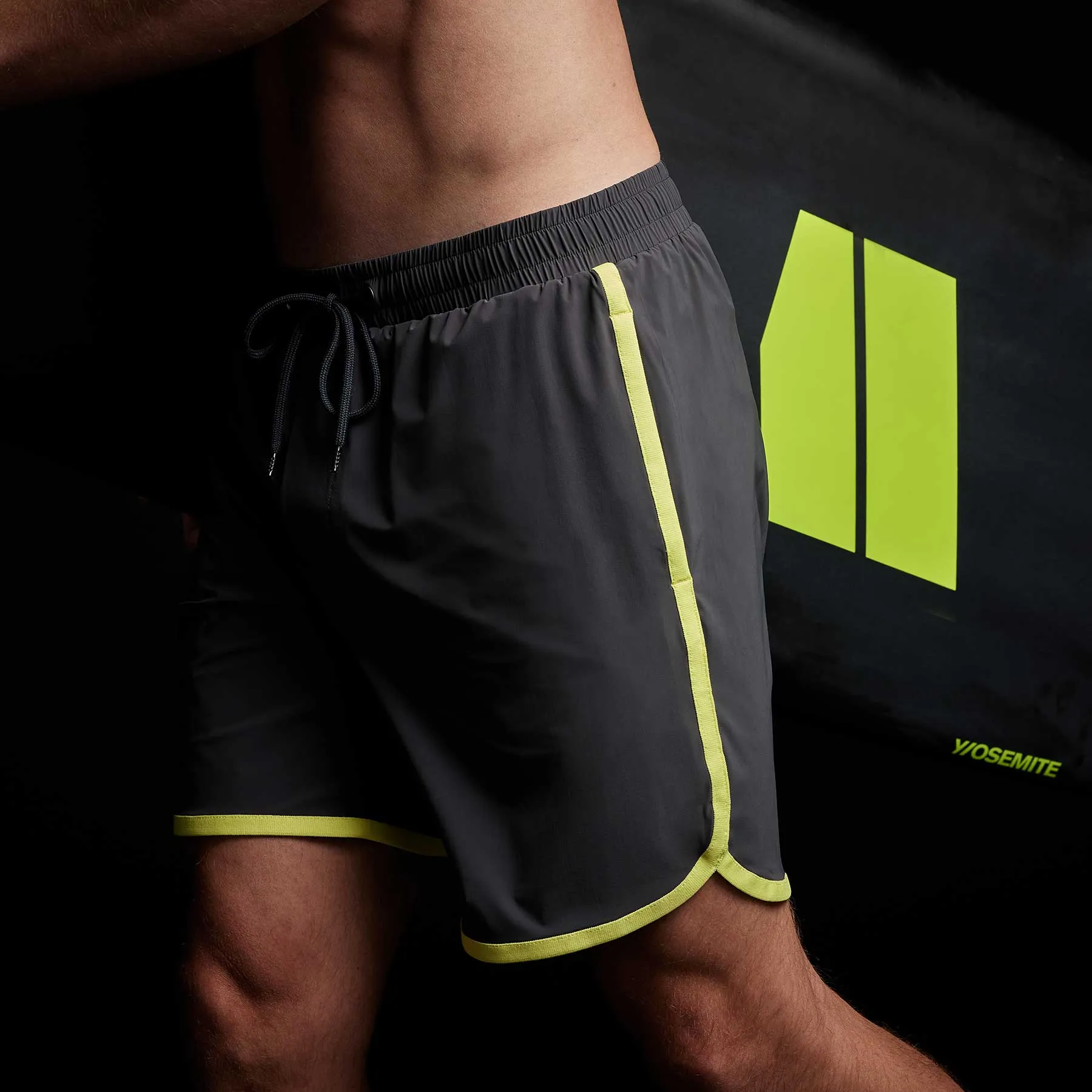 Curved Hem Boardshort - Carbon/Neon