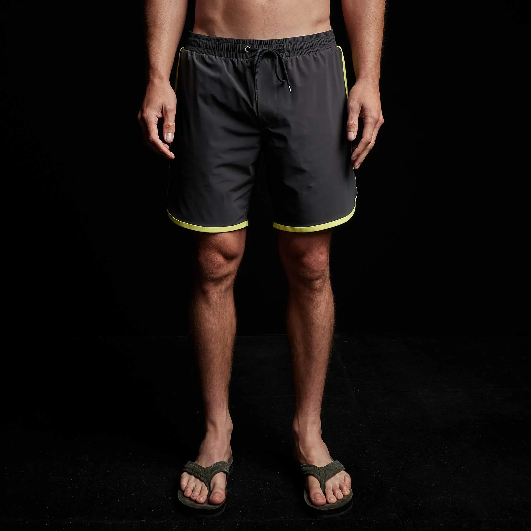 Curved Hem Boardshort - Carbon/Neon