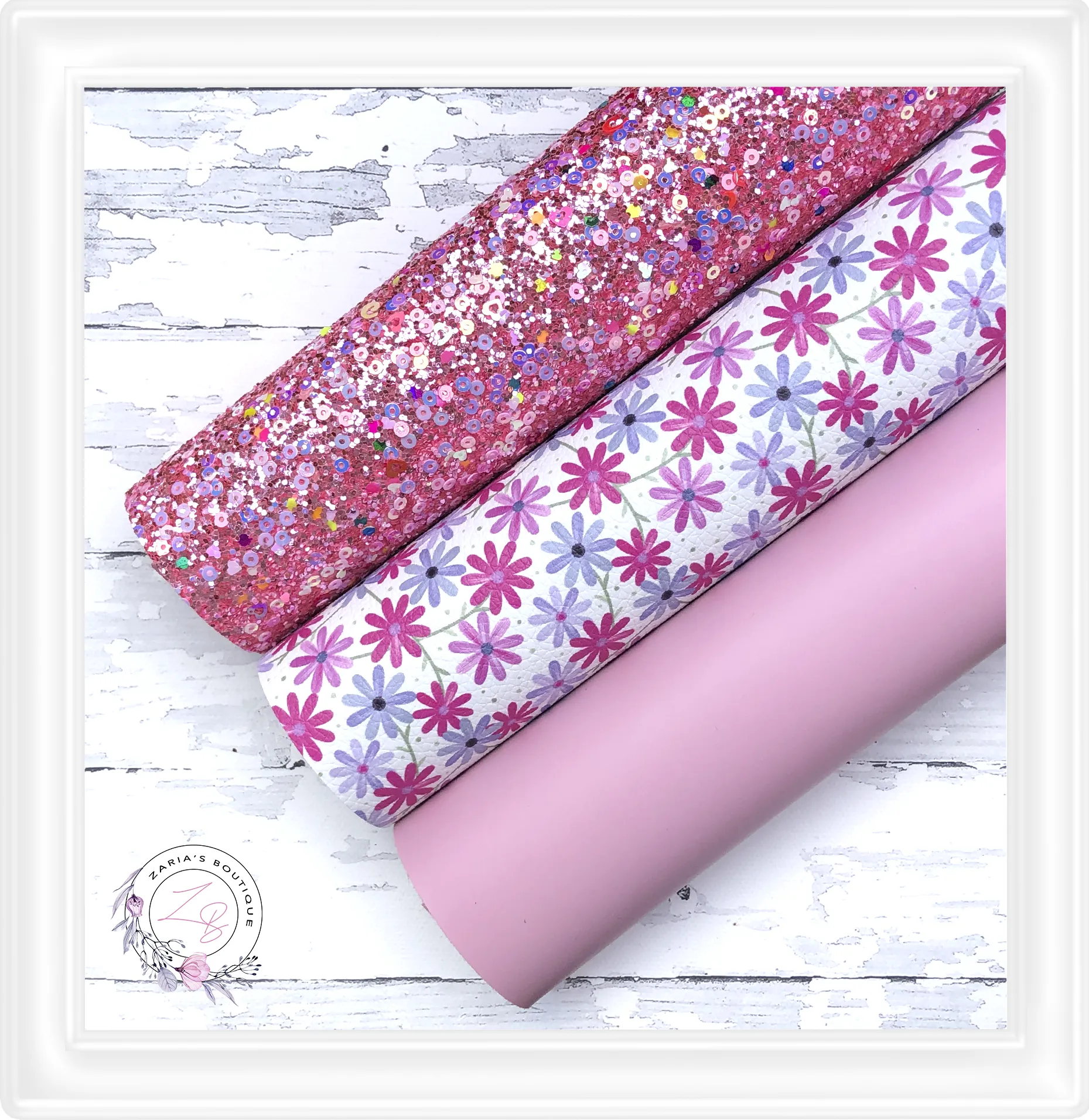 ⋅ Daisy Delight ⋅ Pink & Purple Floral Vegan Faux Leather