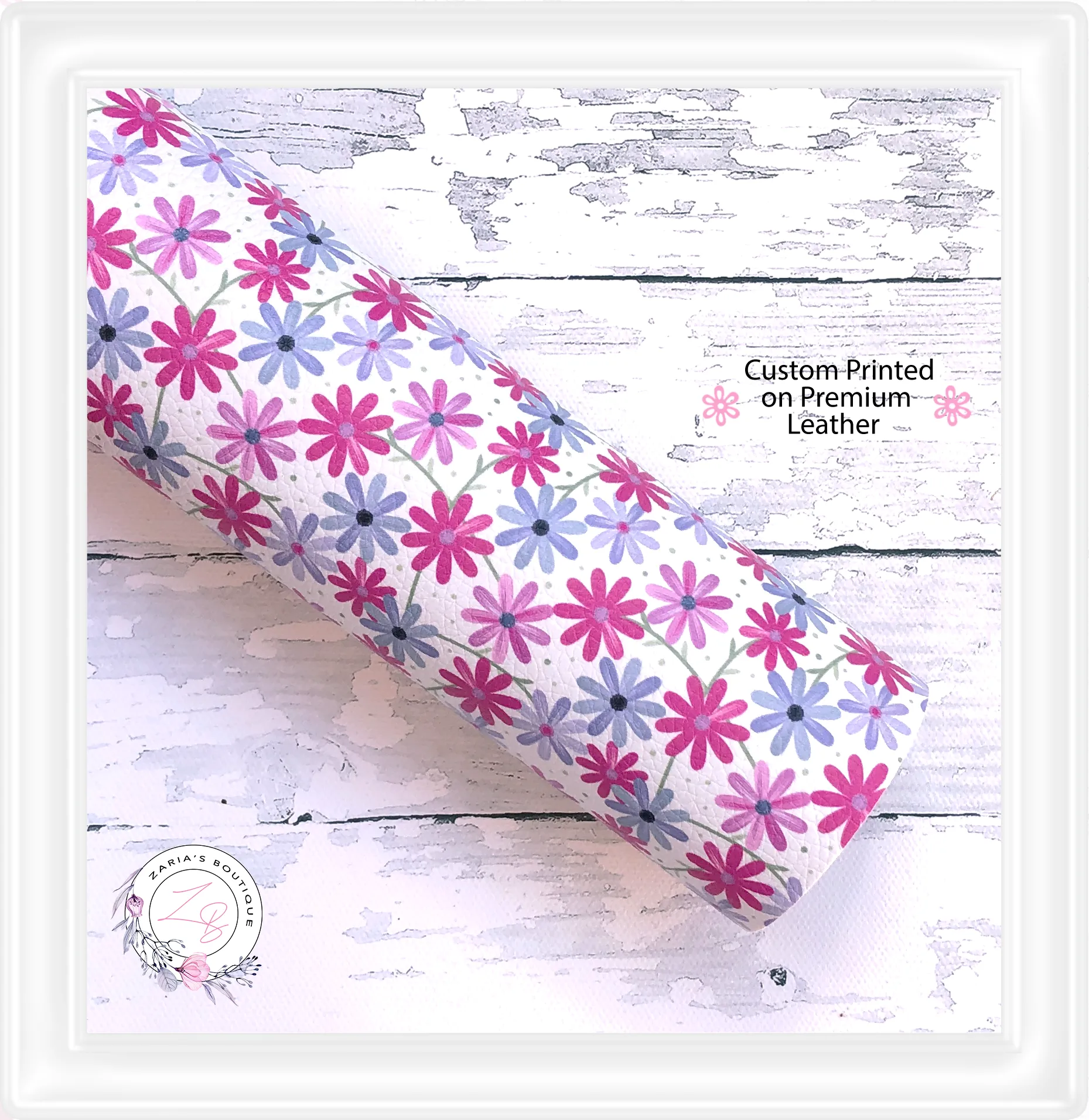 ⋅ Daisy Delight ⋅ Pink & Purple Floral Vegan Faux Leather