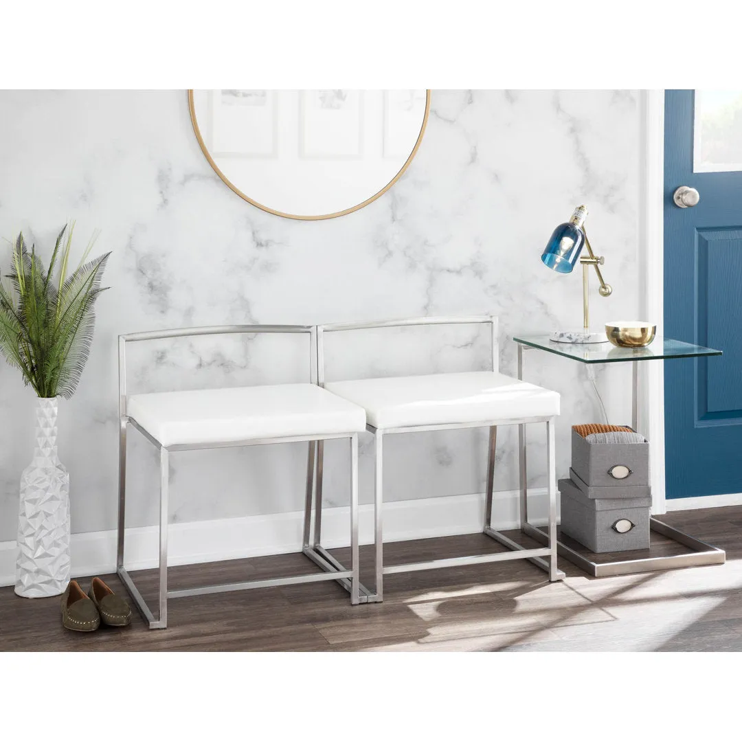 Derik Upholstered Slat Back Side Chair (Set of 2) Willa Arlo™ Interiors Frame Color: Silver, Upholstery Color: White Faux Leather
