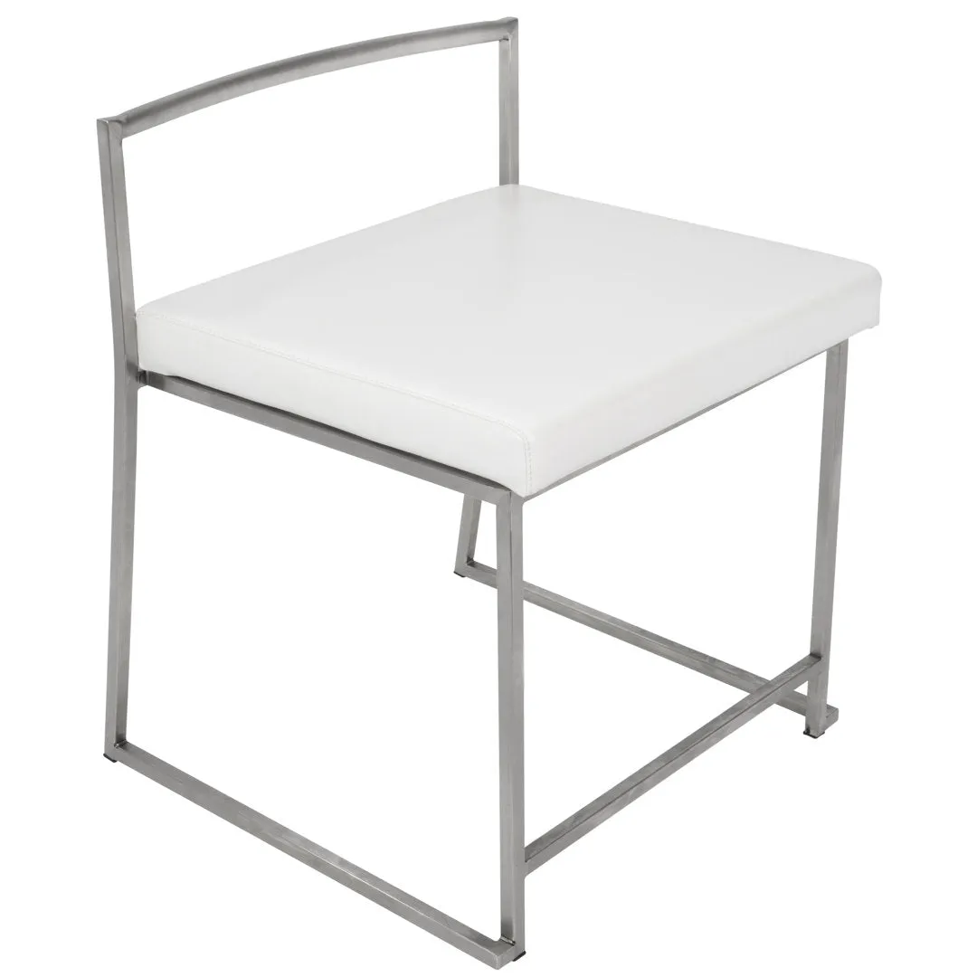 Derik Upholstered Slat Back Side Chair (Set of 2) Willa Arlo™ Interiors Frame Color: Silver, Upholstery Color: White Faux Leather