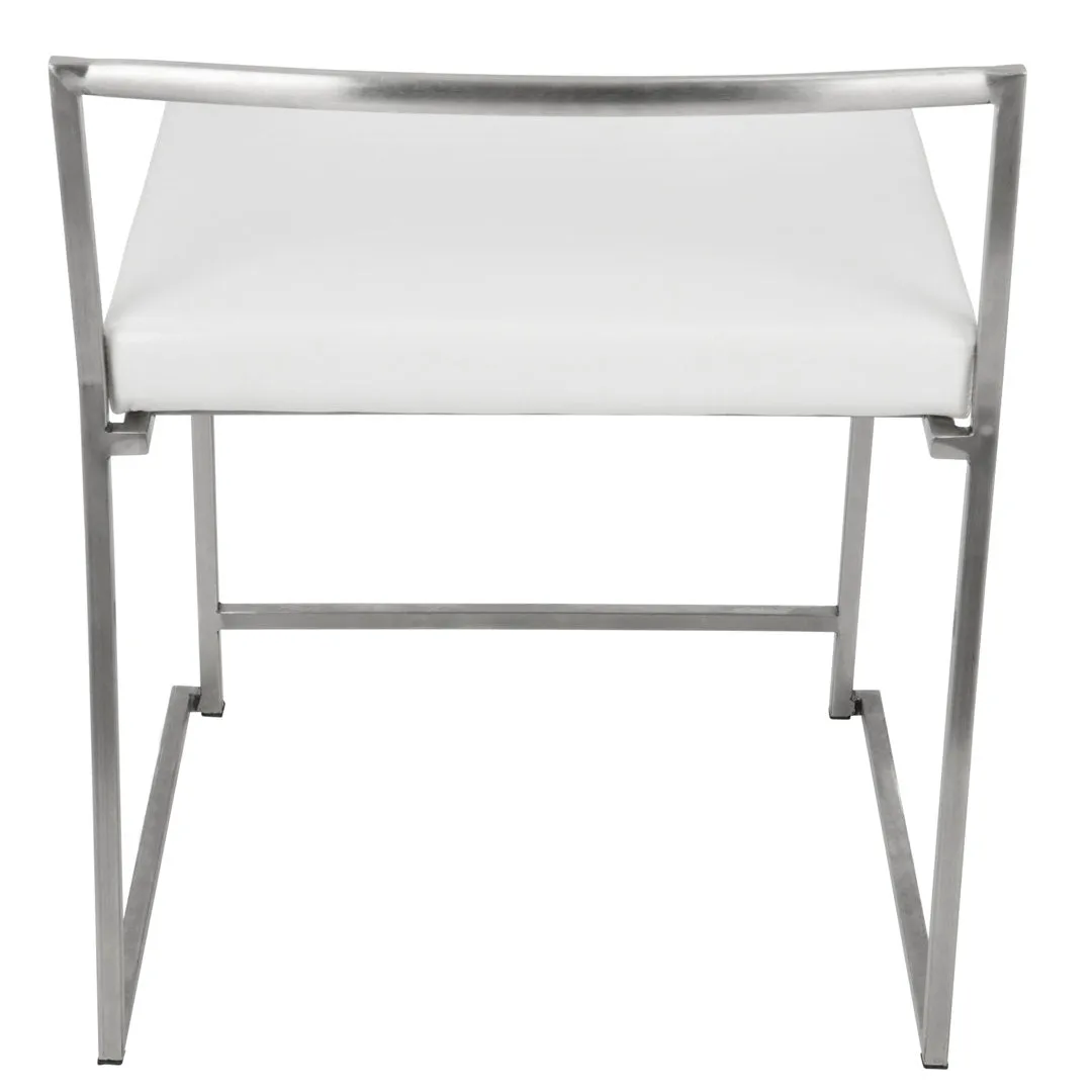 Derik Upholstered Slat Back Side Chair (Set of 2) Willa Arlo™ Interiors Frame Color: Silver, Upholstery Color: White Faux Leather