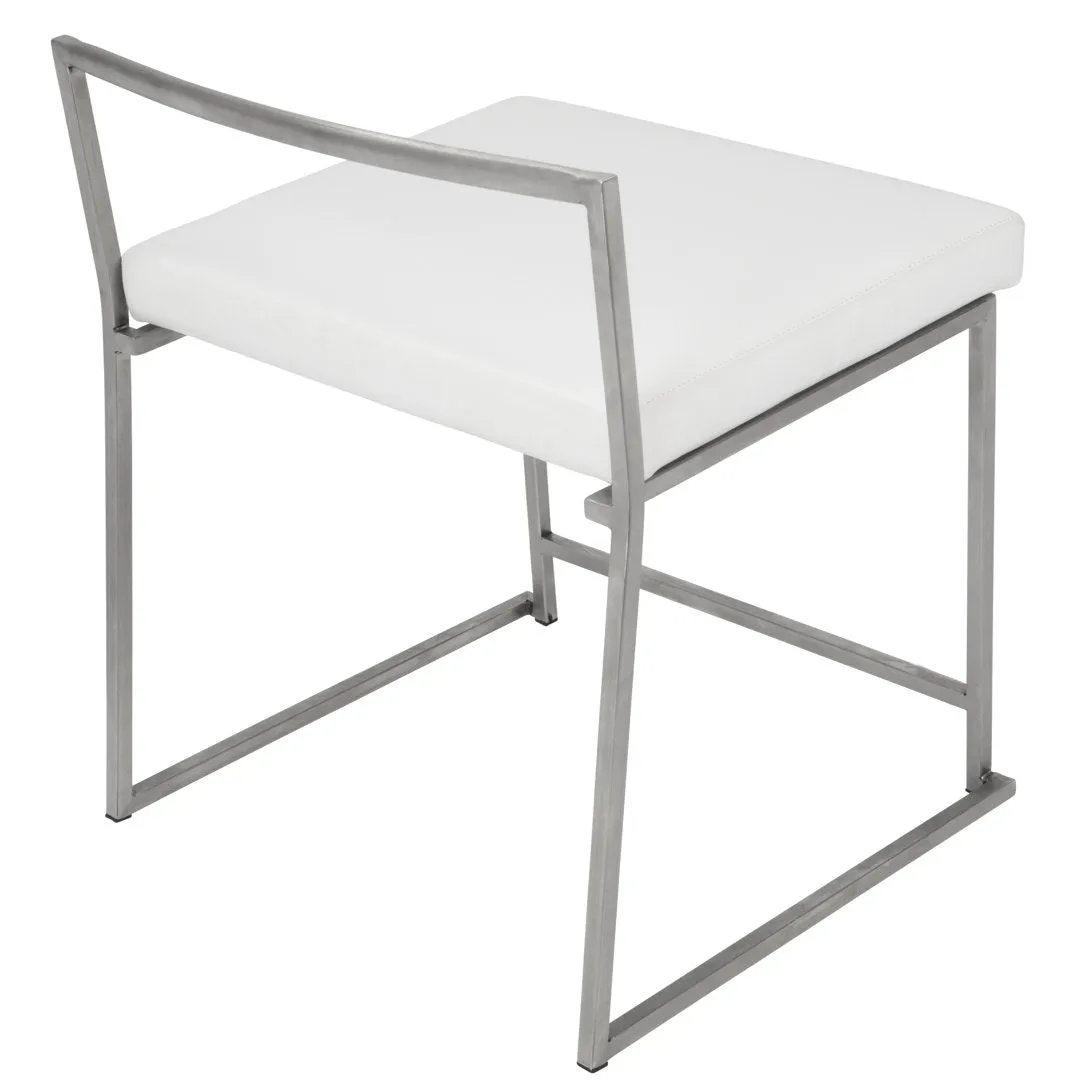 Derik Upholstered Slat Back Side Chair (Set of 2) Willa Arlo™ Interiors Frame Color: Silver, Upholstery Color: White Faux Leather