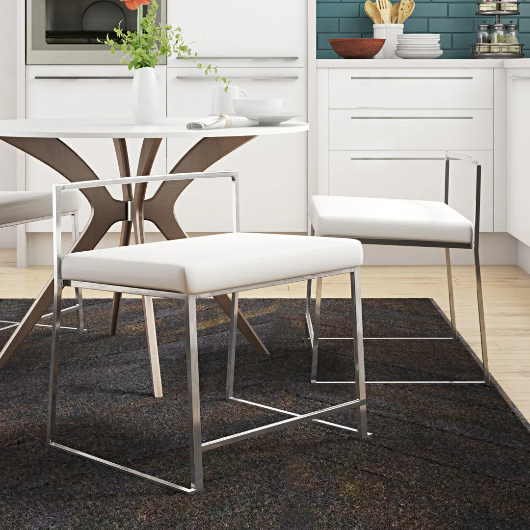Derik Upholstered Slat Back Side Chair (Set of 2) Willa Arlo™ Interiors Frame Color: Silver, Upholstery Color: White Faux Leather