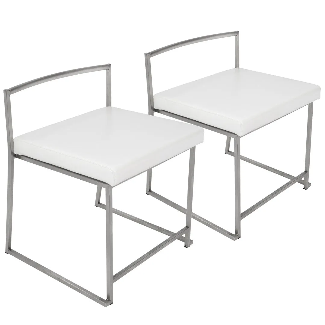 Derik Upholstered Slat Back Side Chair (Set of 2) Willa Arlo™ Interiors Frame Color: Silver, Upholstery Color: White Faux Leather
