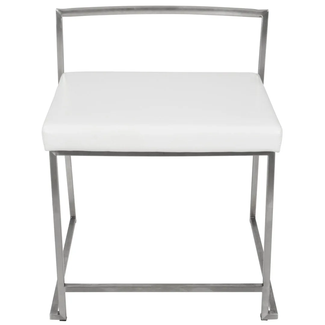 Derik Upholstered Slat Back Side Chair (Set of 2) Willa Arlo™ Interiors Frame Color: Silver, Upholstery Color: White Faux Leather