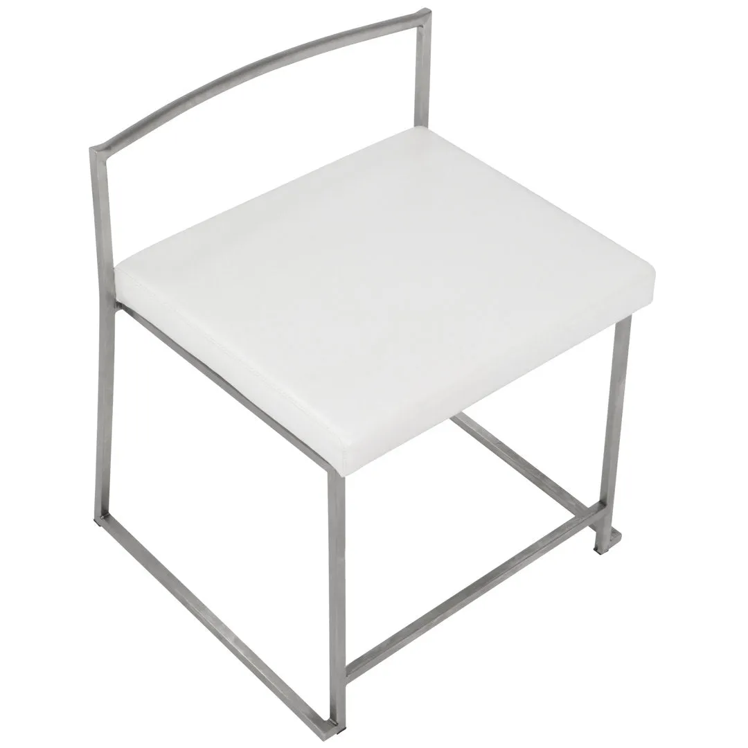 Derik Upholstered Slat Back Side Chair (Set of 2) Willa Arlo™ Interiors Frame Color: Silver, Upholstery Color: White Faux Leather
