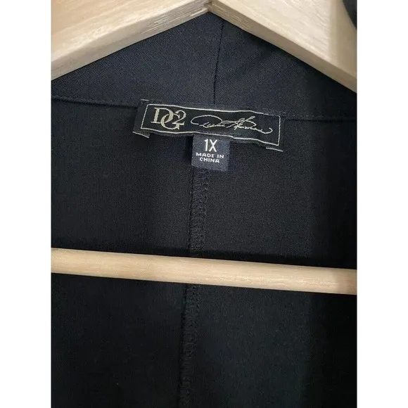 DG2 Diane Gilman- black long sleeve jacket &amp; faux leather trim- women's size 1X