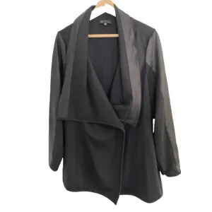 DG2 Diane Gilman- black long sleeve jacket &amp; faux leather trim- women's size 1X