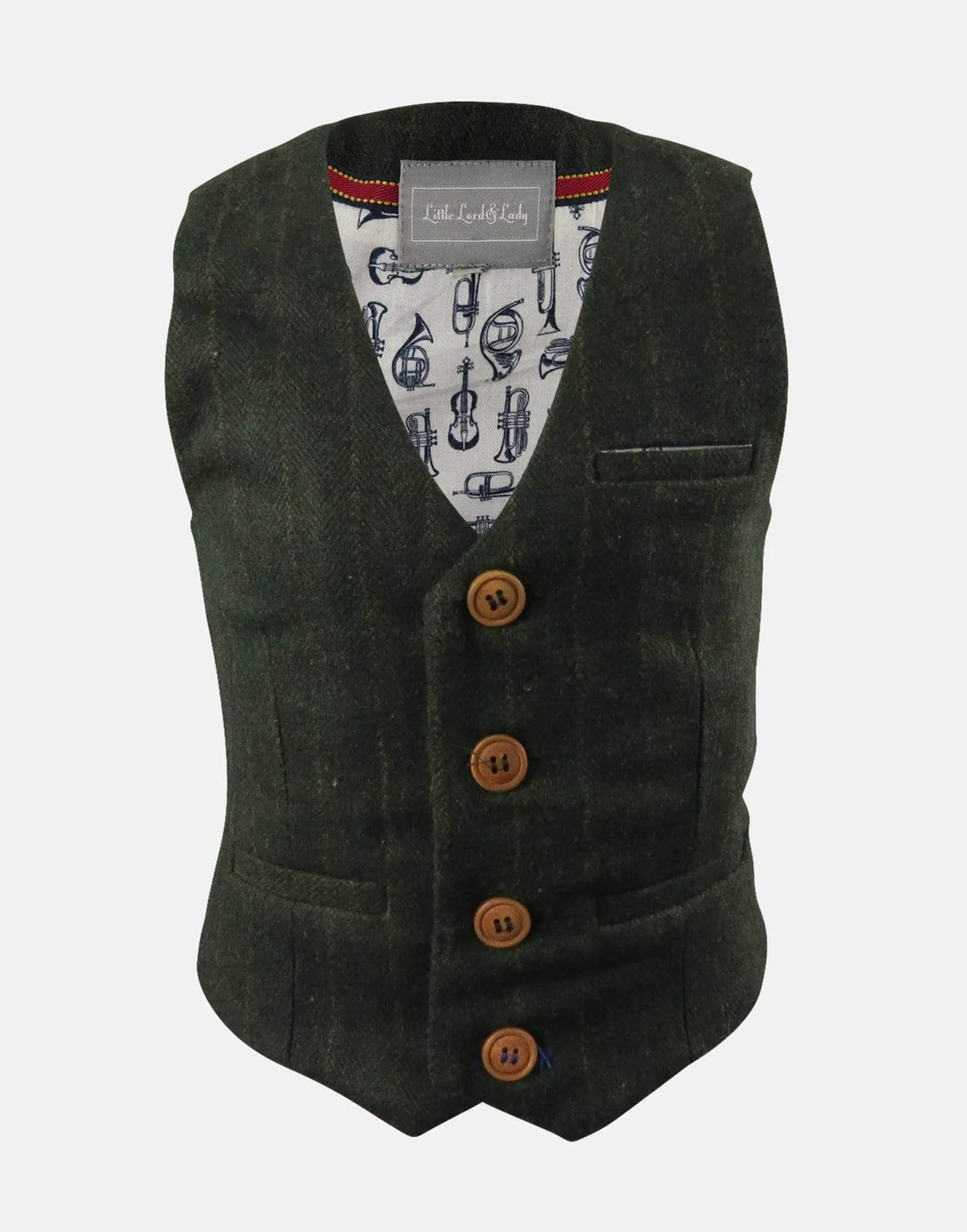 Digby : Green Herringbone Waistcoat