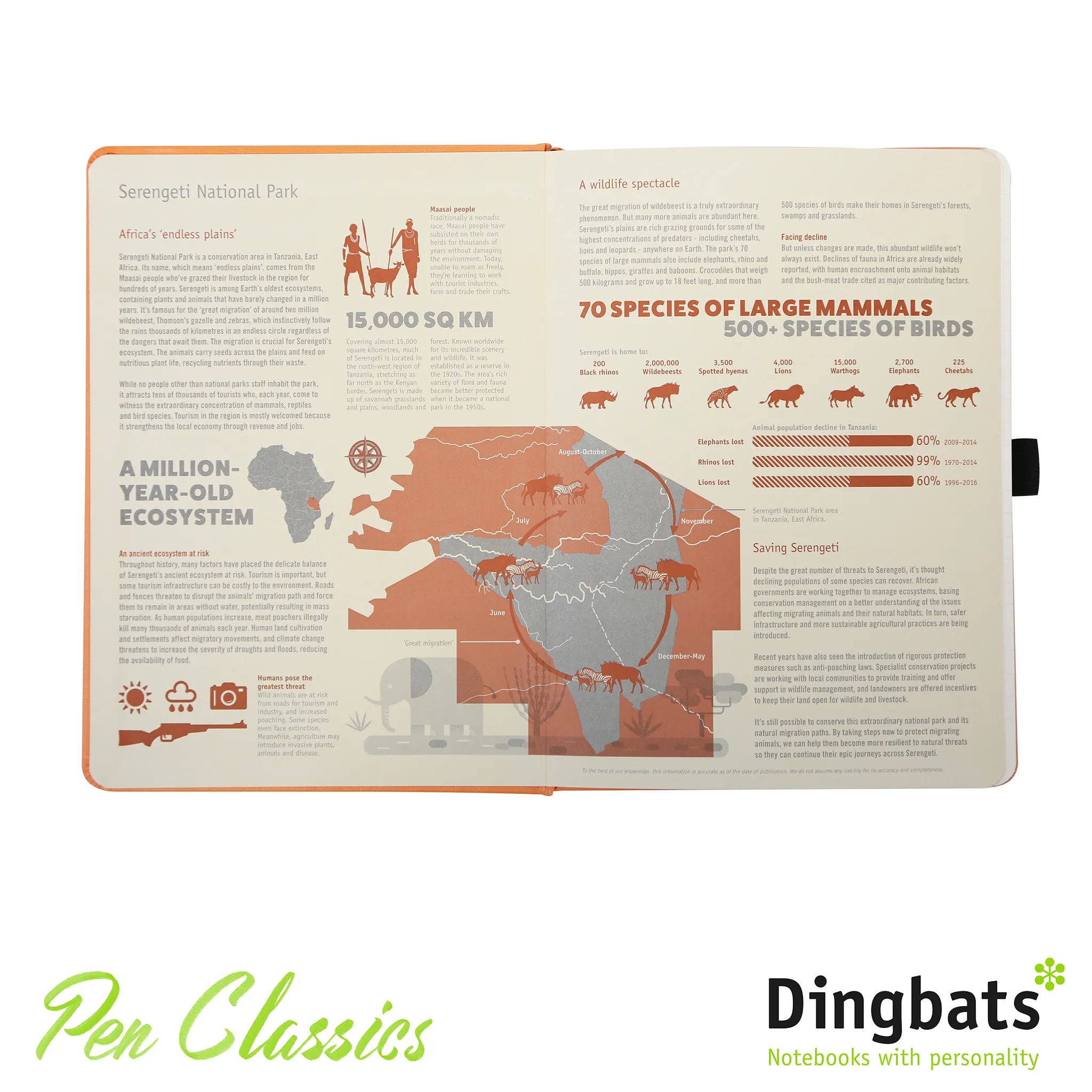 Dingbats* Earth A5  Tangerine Serengeti Notebook - Dotted