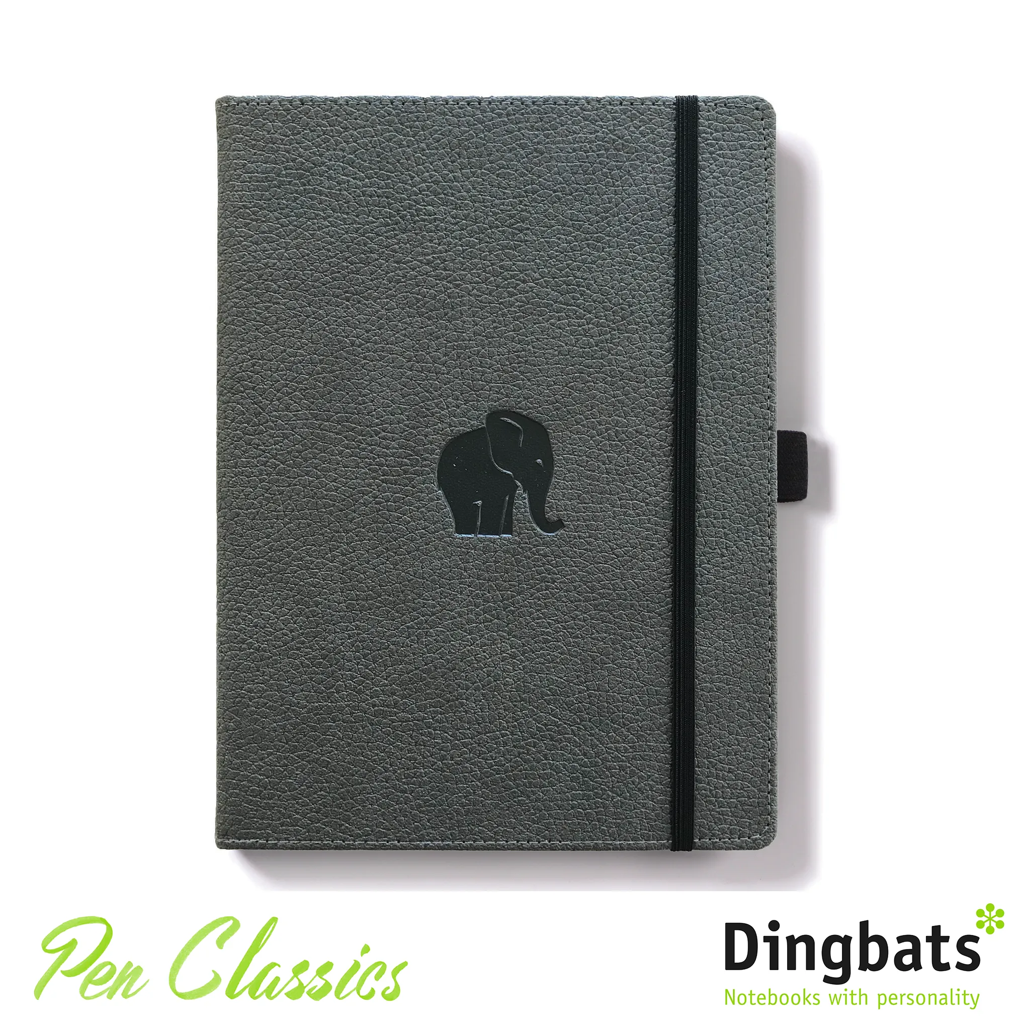 Dingbats* Wildlife A4  Grey Elephant Notebook - Dotted