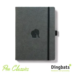 Dingbats* Wildlife A4  Grey Elephant Notebook - Dotted