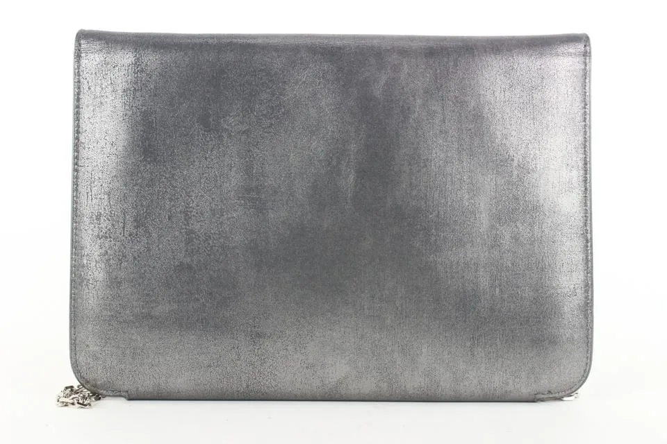 Dior Pewter Silver Chain Flap Crossbody Bag 292da513