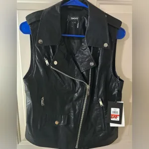 DKNY. Faux leather vest