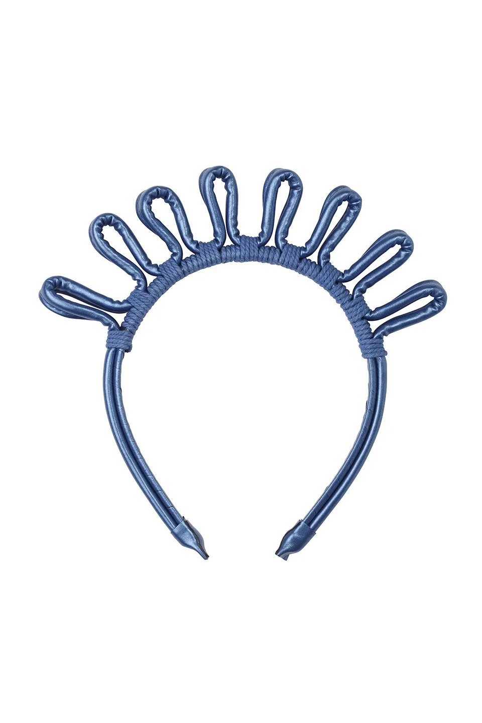 Doodle Leather Headband - Metallic Blue