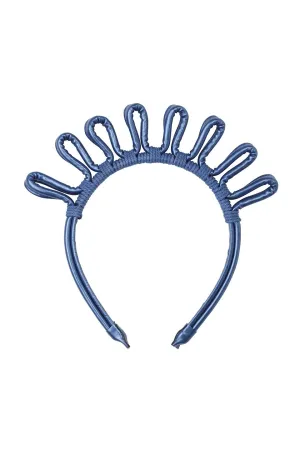 Doodle Leather Headband - Metallic Blue