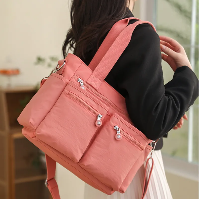 Double Pocket Tote Shoulder Bag