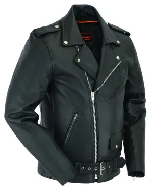 DS Men's Classic Plain Side Police Style M/C Jacket - TALL