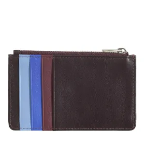 DUDU Credit Card menu holder woman in leather, small thin wallet, 4 holder tessere holder, with zipper closure