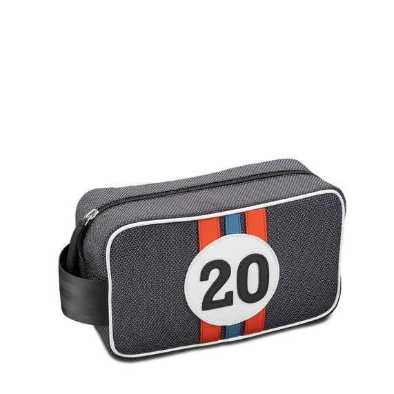 E2R Paris Toiletry Bag in Blue Canvas Leather Steve Mcqueen