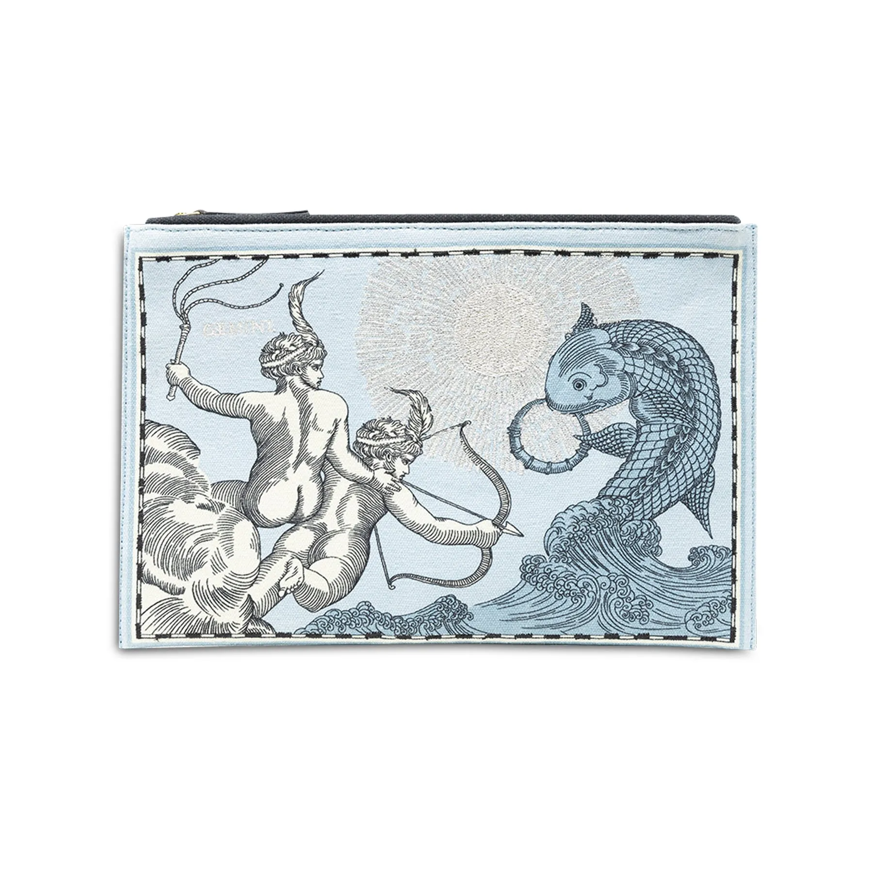 Embroidered Pouch, Astro Gemini In Blue #5