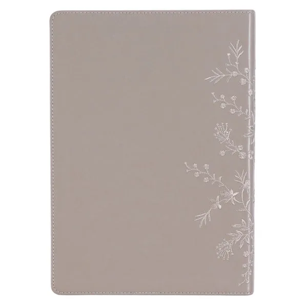Embroidered Taupe Faux Leather Spiritual Growth Bible