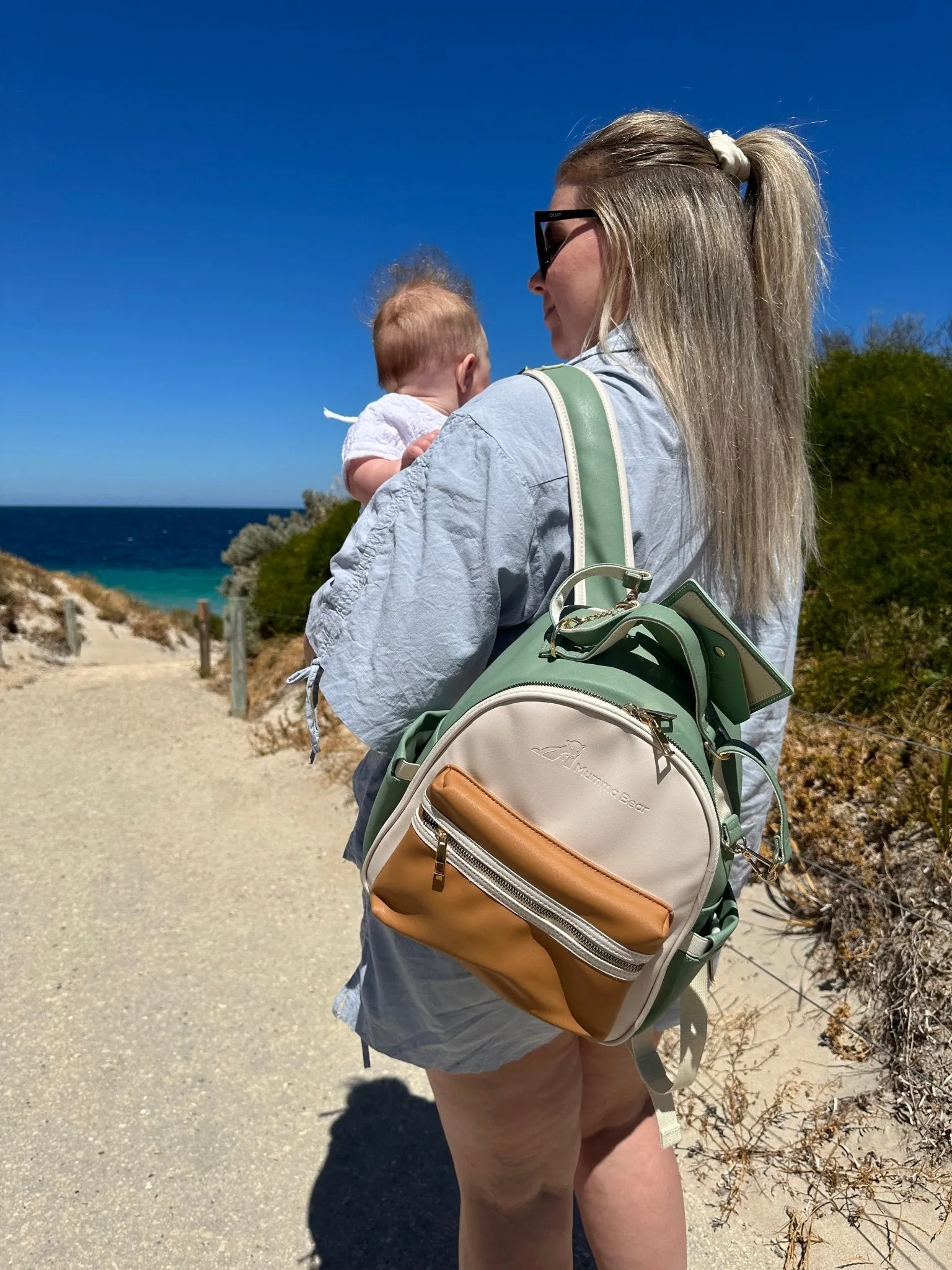 Eucalyptus - Vegan Leather Nappy Backpack