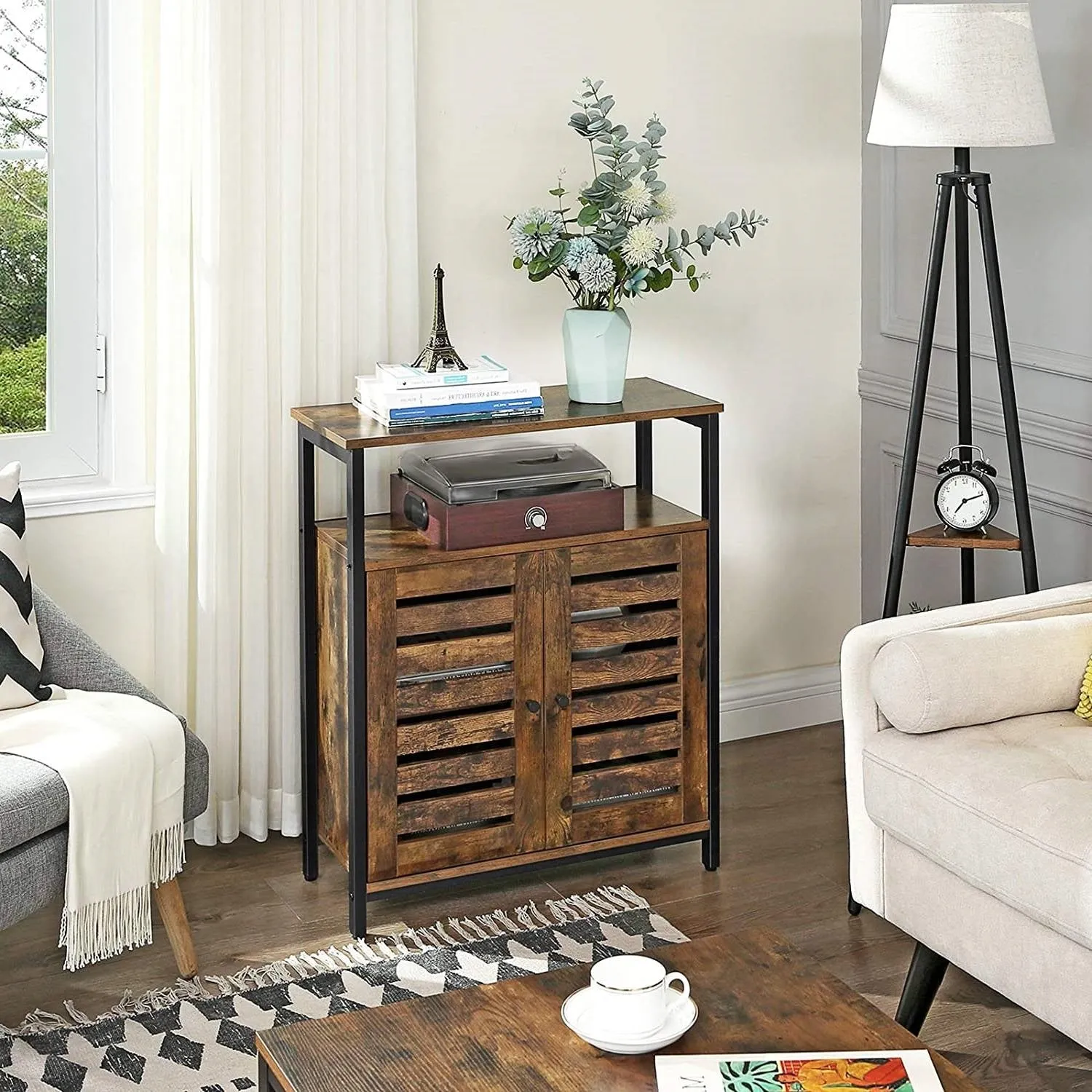Farmhouse Multifunctional Side Cabinet Accent Table Cupboard with Shelf