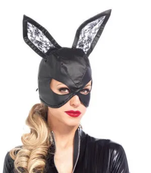 Faux Leather Bunny Mask Black