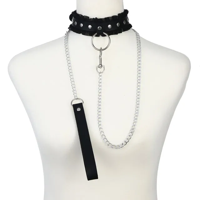 Faux Leather Collar and Leash