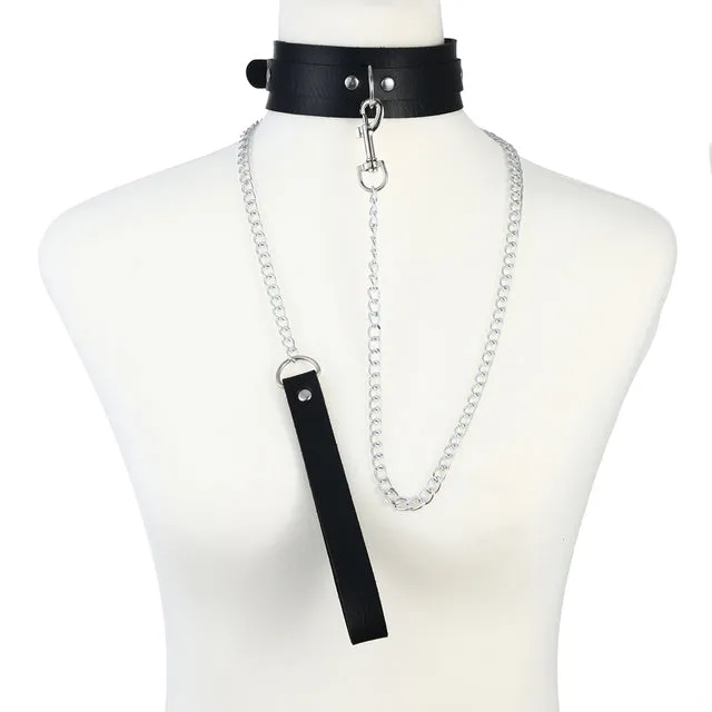 Faux Leather Collar and Leash
