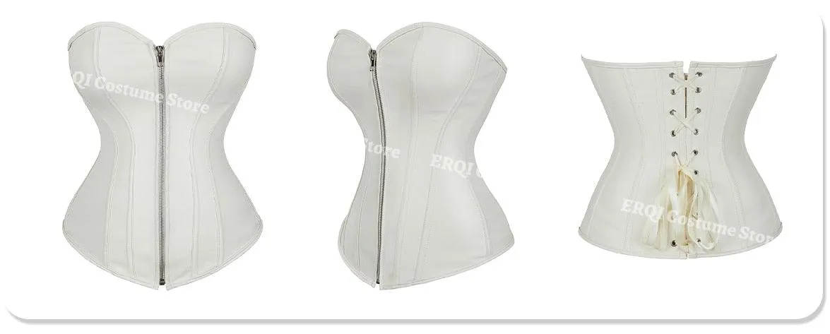 Faux Leather Corset Sexy Clubwear Bustier Hot Lingerie Zipper Costume Lace up Waist Cincher