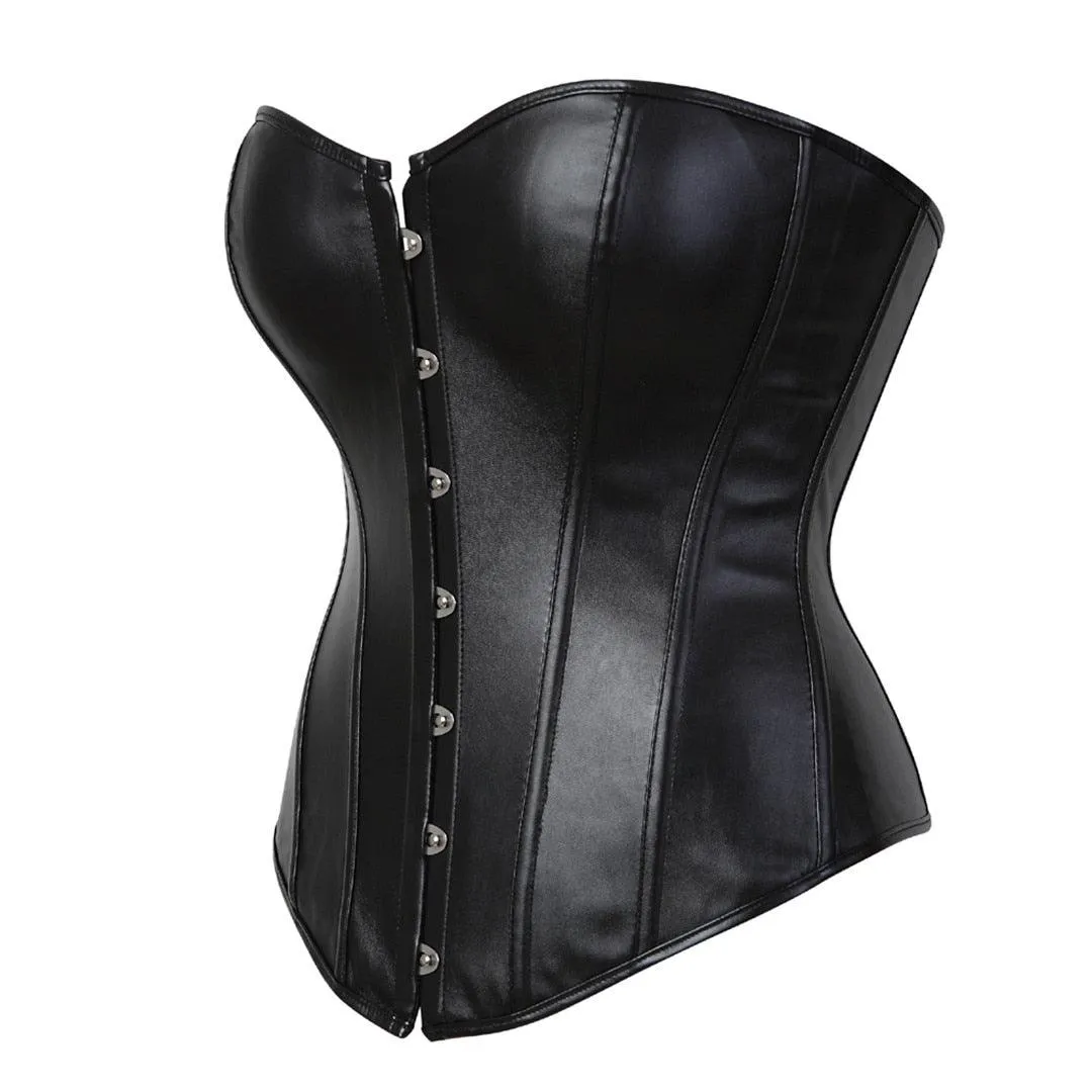 Faux Leather Corset Sexy Clubwear Bustier Hot Lingerie Zipper Costume Lace up Waist Cincher