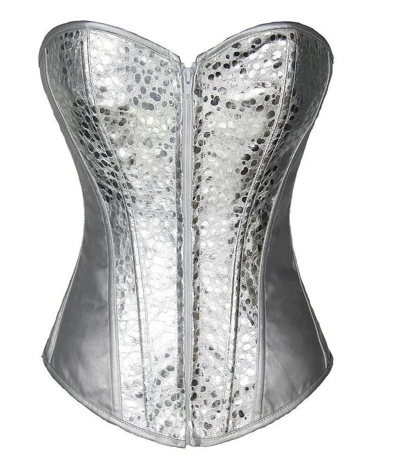 Faux Leather Corset Sexy Clubwear Bustier Hot Lingerie Zipper Costume Lace up Waist Cincher