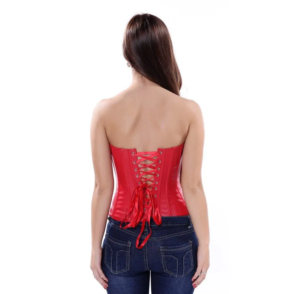 Faux Leather Corset Sexy Clubwear Bustier Hot Lingerie Zipper Costume Lace up Waist Cincher