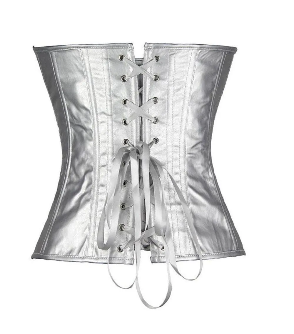 Faux Leather Corset Sexy Clubwear Bustier Hot Lingerie Zipper Costume Lace up Waist Cincher