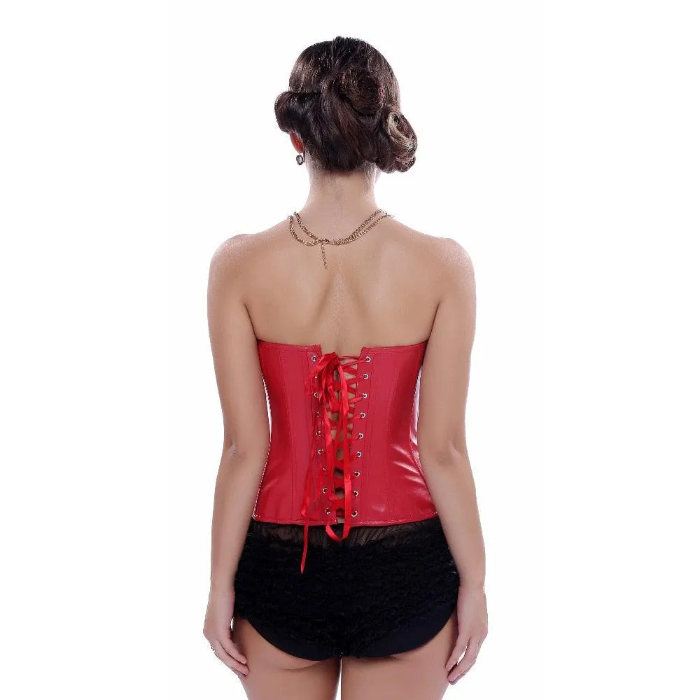 Faux Leather Corset Sexy Clubwear Bustier Hot Lingerie Zipper Costume Lace up Waist Cincher
