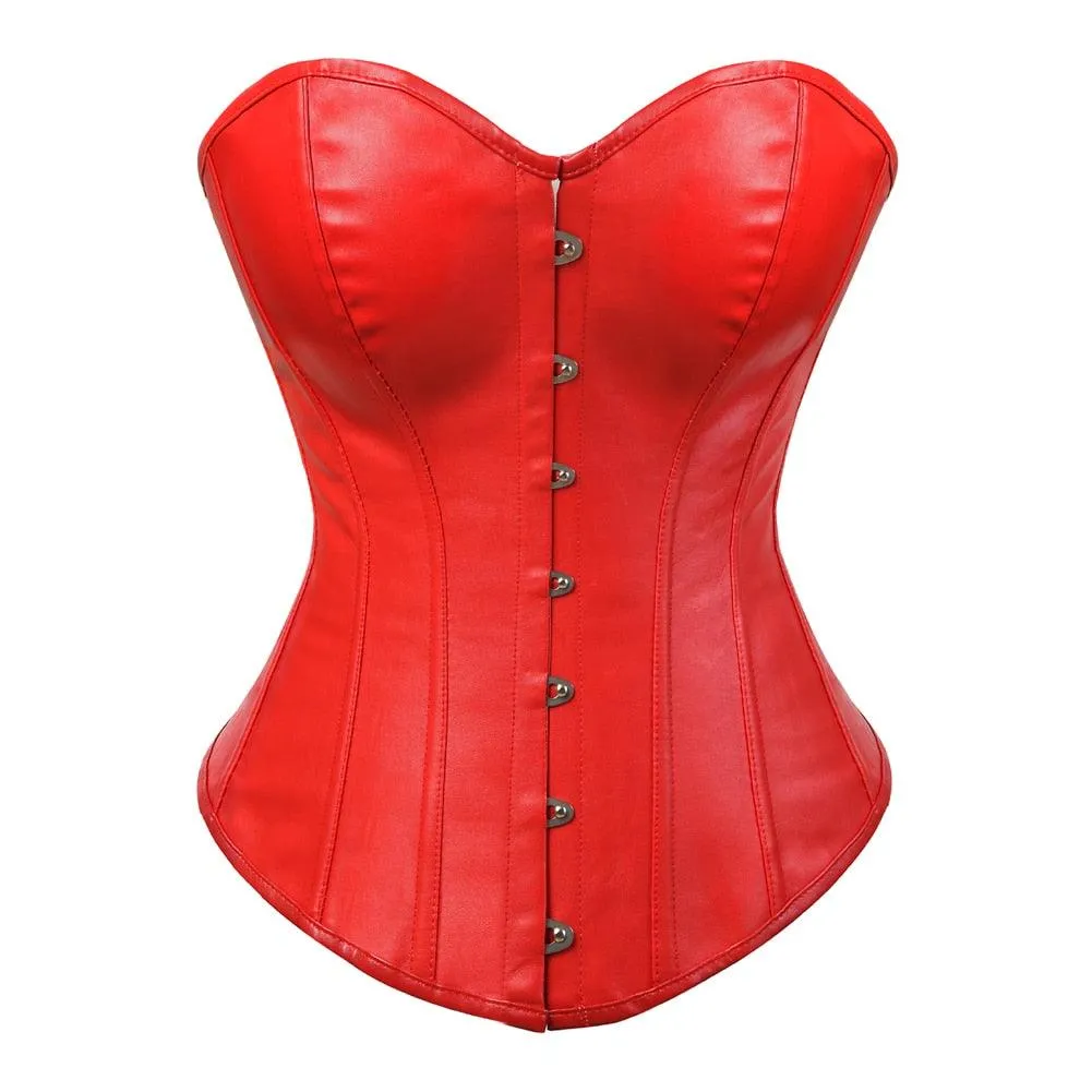 Faux Leather Corset Sexy Clubwear Bustier Hot Lingerie Zipper Costume Lace up Waist Cincher