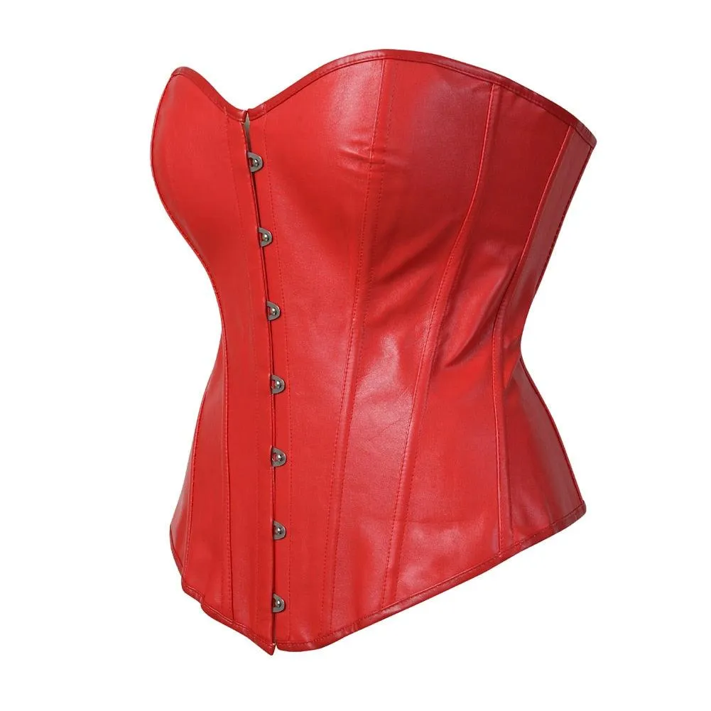 Faux Leather Corset Sexy Clubwear Bustier Hot Lingerie Zipper Costume Lace up Waist Cincher