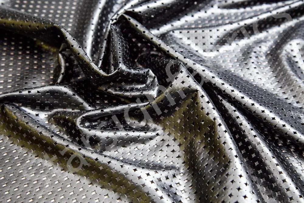 Faux Leather Laser Cut Check Fabric